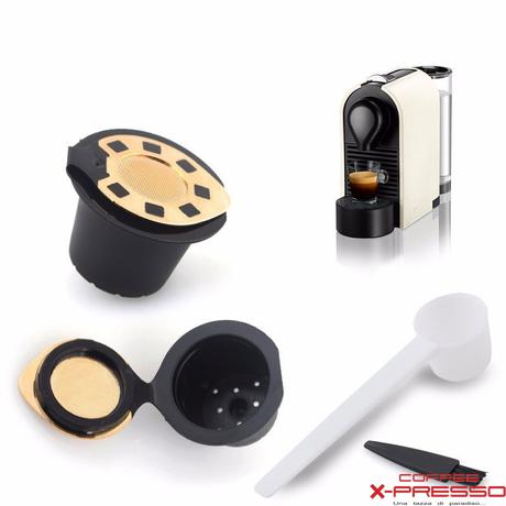 Újratölthető 2db-os kávékapszula szett Nespresso kávégépekhez (Arany)-0